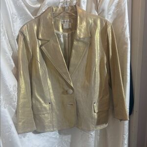 Gold Metalic Leather Jacket